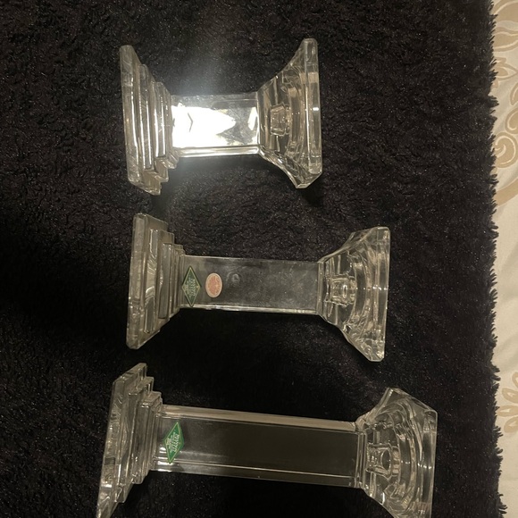 Vintage Set Of 3 Irish Shannon Crystal Candle Holder "Metropolitan" 5.5" 7" 
9" - Picture 2 of 6